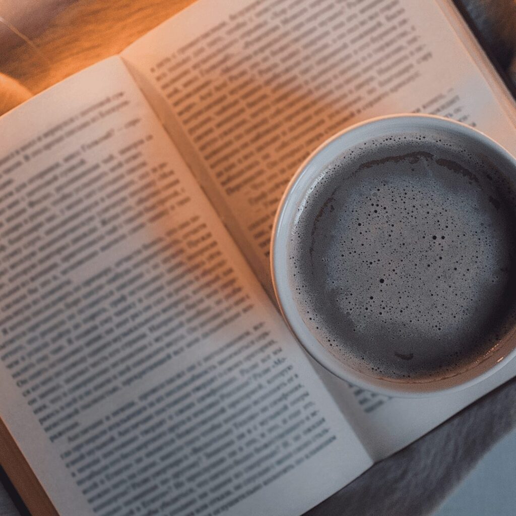Book with coffee cup